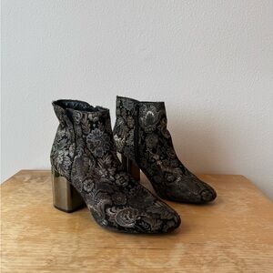 Floral Black Ankle Boots